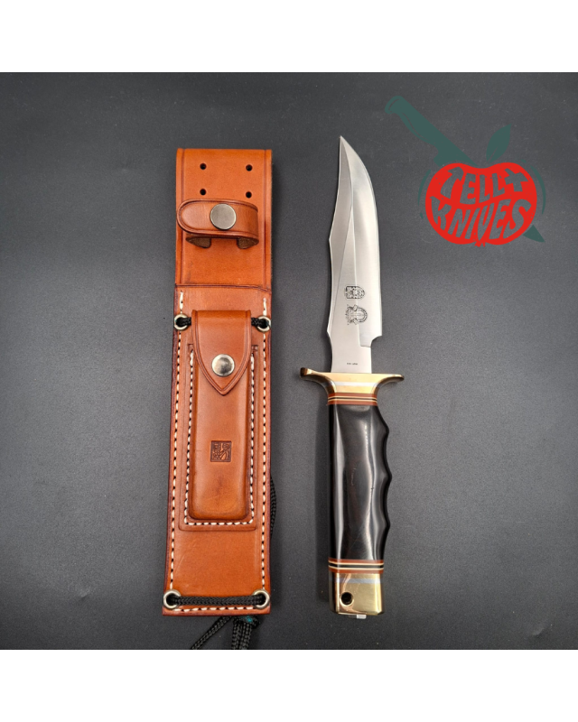Al Mar Knives 4008 MACV SOG Fighting Knife SF black micarta handle brown leather sheath