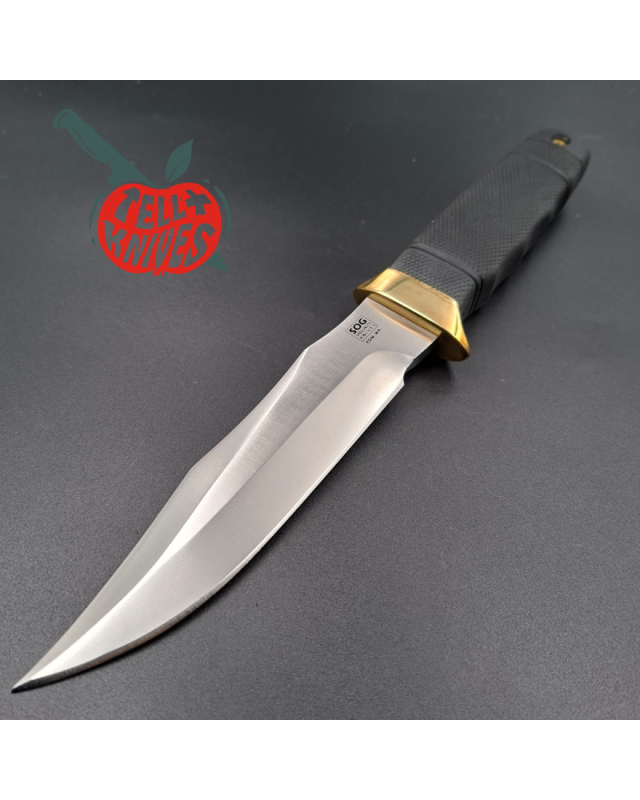 SOG Tech I 1986-88 SEKI JAPAN SK5 carbon steel blade satin finish brass guard Kraton handle Cordura sheath