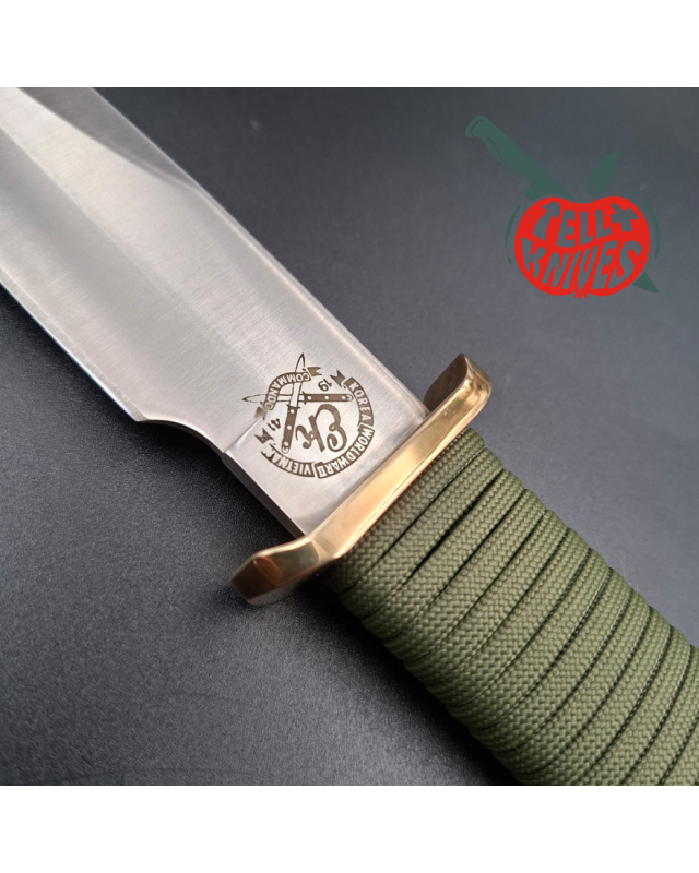 John EK - 1991/2004 Commando Bowie full tang 440C steel green paracord wrapped handle green nylon sheath
