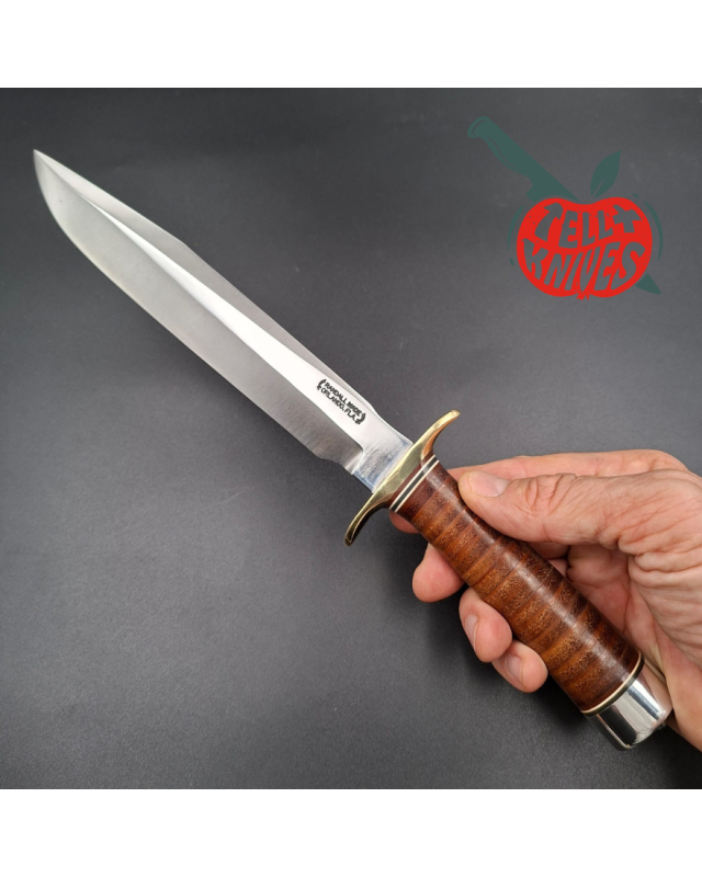 Randall Made Knives Vietnam Era Model 1-8 forged carbon steel stacked leather brown leather sheath with stone