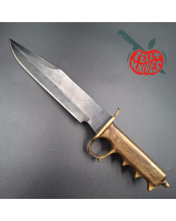 Trench Knife Custom carbon steel blade Fighting Knife Brass handle brown leather sheath