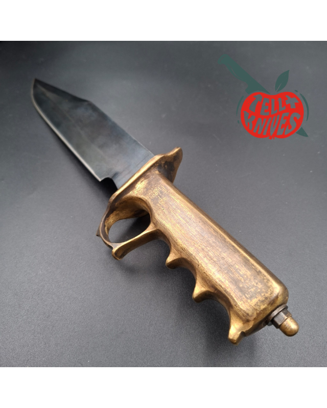 Trench Knife Custom carbon steel blade Fighting Knife Brass handle brown leather sheath