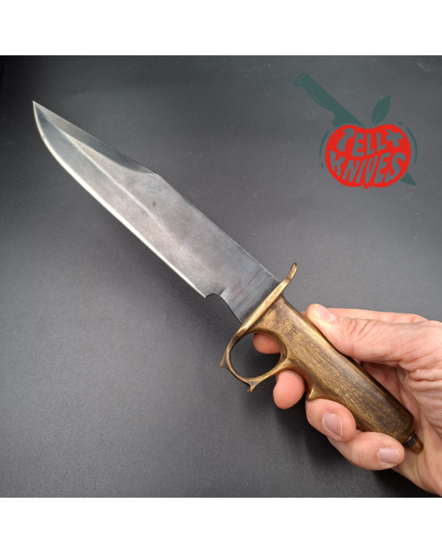 Trench Knife Custom carbon steel blade Fighting Knife Brass handle brown leather sheath