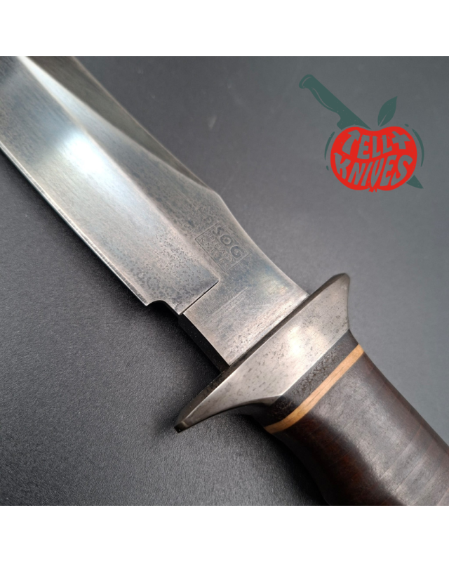 SOG S1 5th Special Forces Group Vietnam unblued SK5 carbon steel blade stacked leather handle black leather sheath