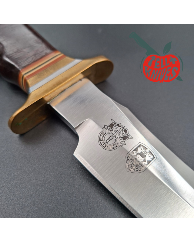 Al Mar Knives 4008 MACV SOG Fighting Knife SF stacked leather handle brown leather sheath