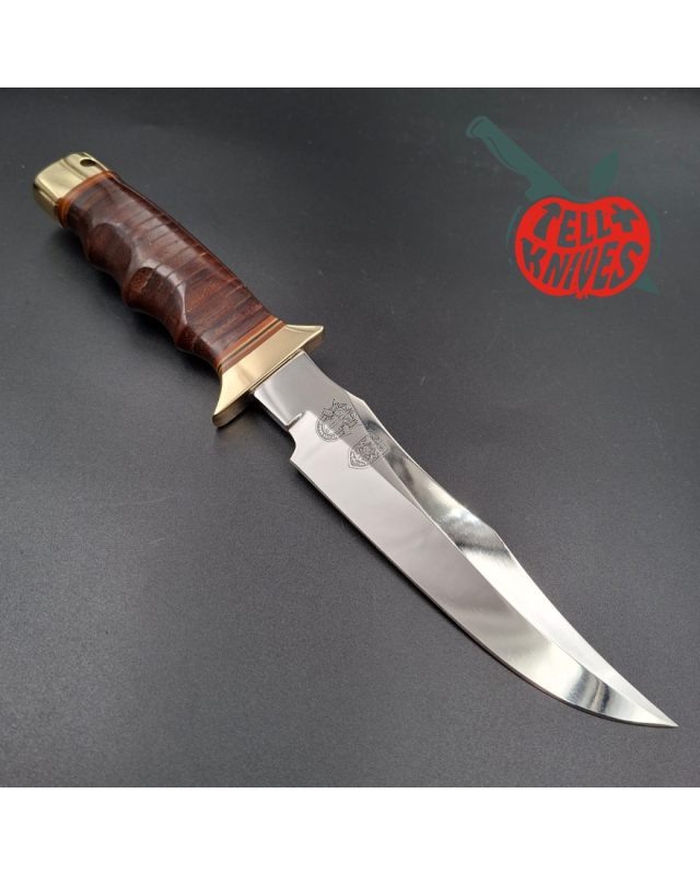 Al Mar Knives 4008 Fat Guard MACV SOG Special Forces AUS6 stainless steel blade miror finish brass guard stacked leather