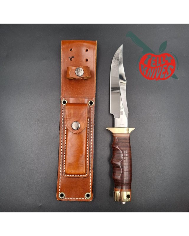 Al Mar Knives 4008 Fat Guard MACV SOG Special Forces AUS6 stainless steel blade miror finish brass guard stacked leather