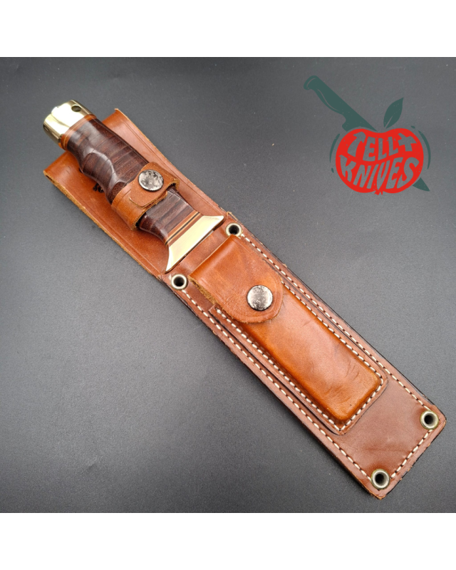 Al Mar Knives 4008 Fat Guard MACV SOG Special Forces AUS6 stainless steel blade miror finish brass guard stacked leather