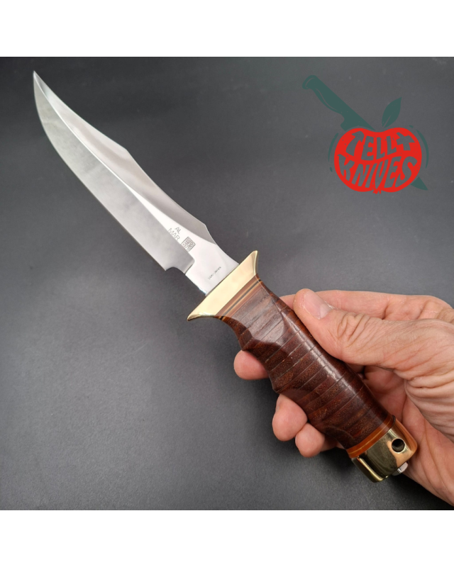 Al Mar Knives 4008 Fat Guard MACV SOG Special Forces AUS6 stainless steel blade miror finish brass guard stacked leather