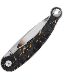 QSP Knife Dolphin Folding Knife 14C28N steel blade miror finish Linerlock Gold Carbon Fiber handle