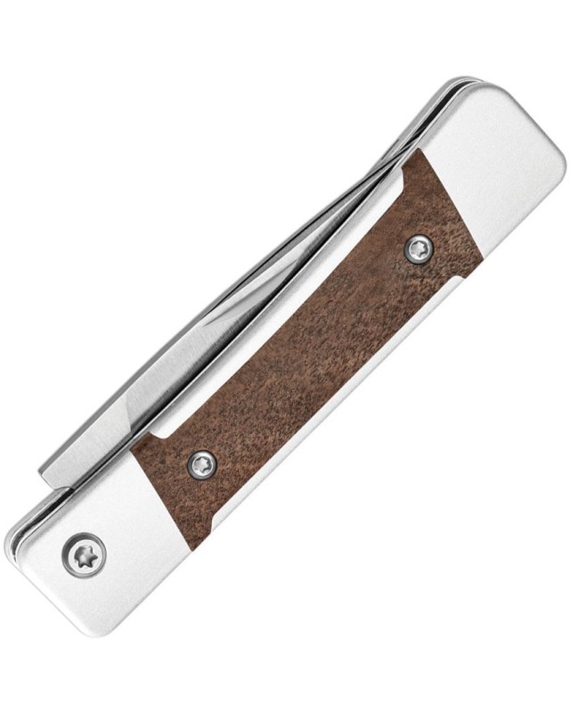 Kizer Cutlery Little Grand Slip Joint Nitro-V steel satin finish blade SIlver aluminium with Mkuruti wood handle