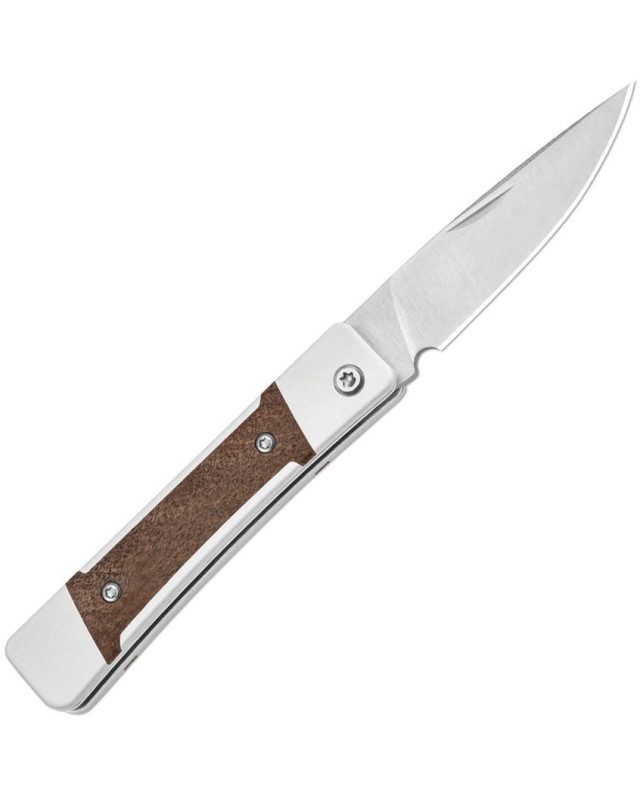Kizer Cutlery Little Grand Slip Joint Nitro-V steel satin finish blade SIlver aluminium with Mkuruti wood handle