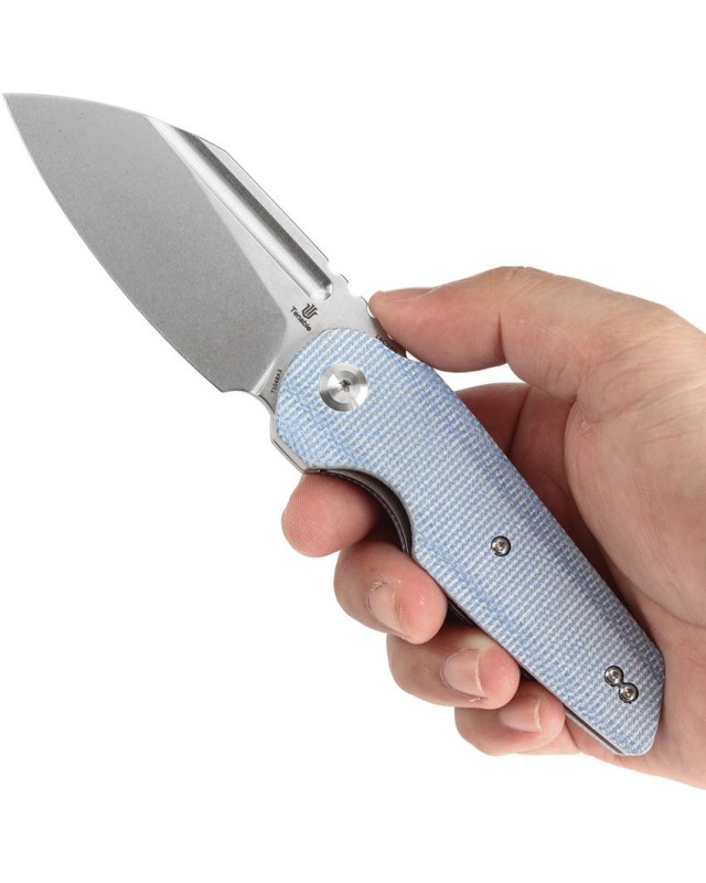 Tenable Rafe L Folding Knife Blue Micarta Handle Stonewashed 14C28N Blade