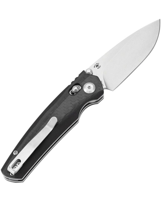 Tenable Raven Folding Knife Twill CF G10 Handle Stonewashed 14C28N Stainless steel Blade crossbar lock