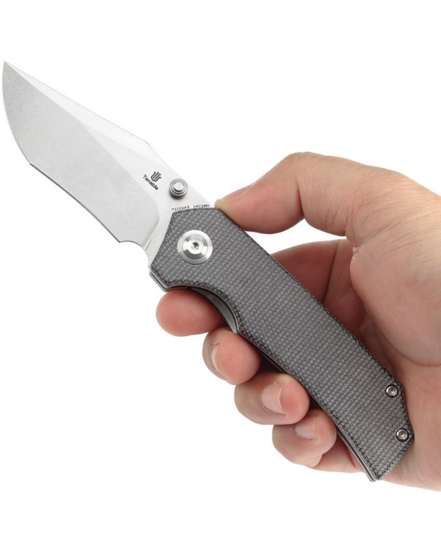 Tenable Fermi Folding Knife Black Micarta Handle Stonewashed 14C28N Stainless steel Blade linerlock
