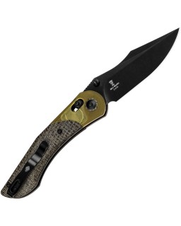 Kizer Cutlery Mini Mystic foldng knife 154CM stainless steel blackwash finish Clutch Lock black burlap micarta handle