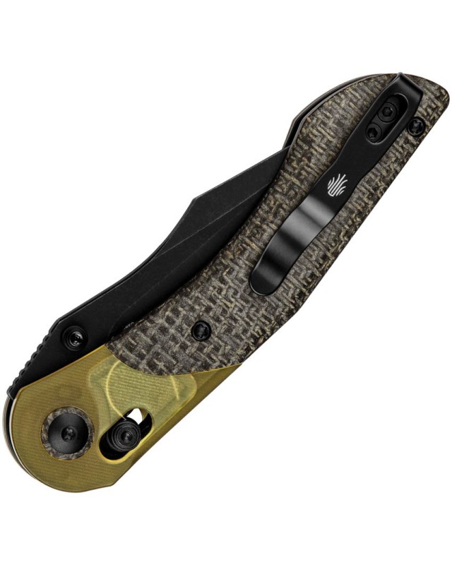 Kizer Cutlery Mini Mystic foldng knife 154CM stainless steel blackwash finish Clutch Lock black burlap micarta handle