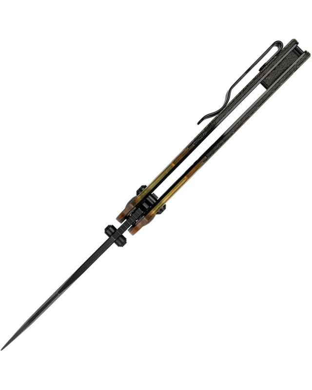 Kizer Cutlery Mini Mystic foldng knife 154CM stainless steel blackwash finish Clutch Lock black burlap micarta handle