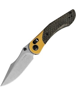Kizer Cutlery Mini Mystic folding knife Nitro-V stainless steel stonewash finish Clutch Lock black burlap micarta handle