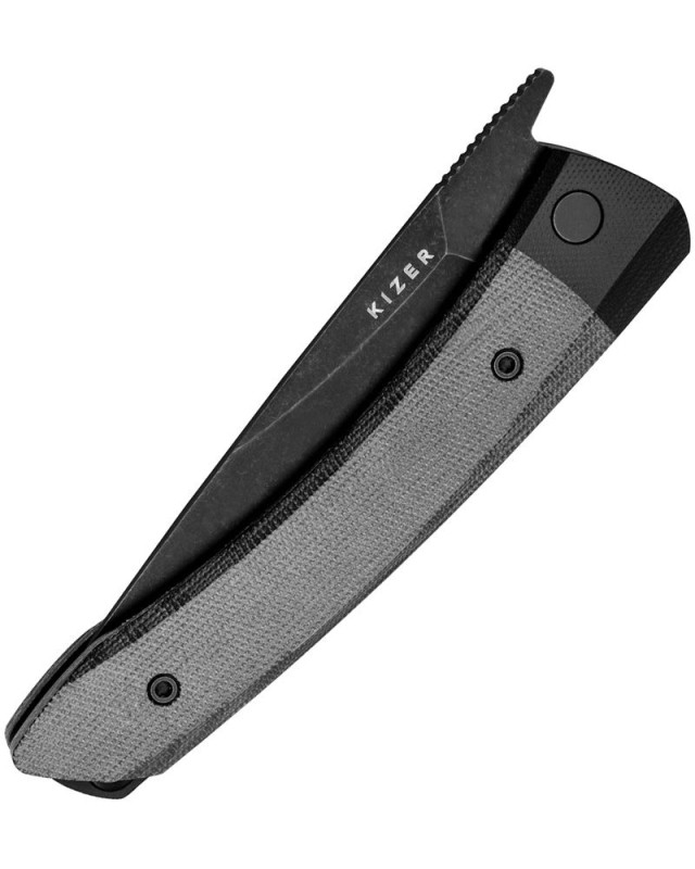 Kizer Cutlery Momo folding knife Nitro-V stainless steel blackwash finish blade linerlock black micarta handle