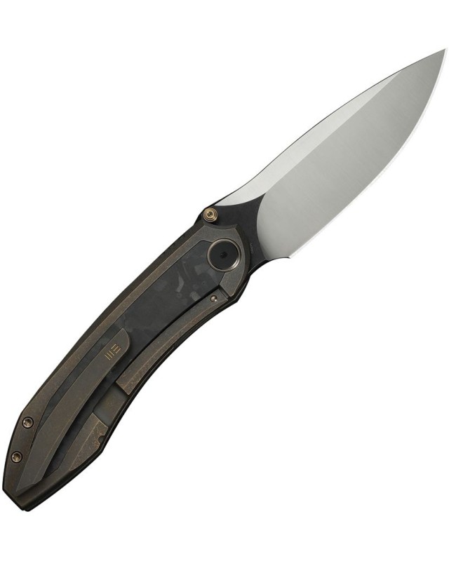 WeKnife Winsome Nested M390 stainless steel satin finish blade Framelock Bronze Titanium Handle Carbon Fiber inlay