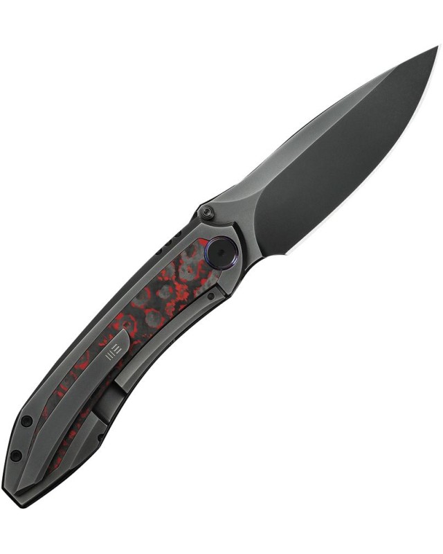 WeKnife Winsome Nested M390 stainless steel grey polished finish blade Framelock Black Titanium Handle Lava Flow Fat car