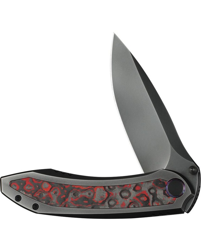 WeKnife Winsome Nested M390 stainless steel grey polished finish blade Framelock Black Titanium Handle Lava Flow Fat car