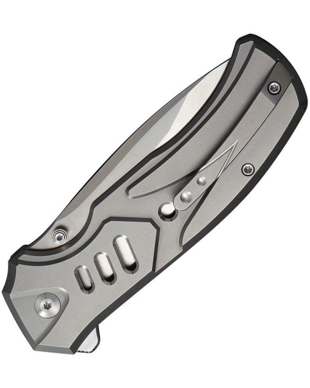 We Knife Co. Zentron Buttonlock M390 Premium Steel satin finish Tanto blade grey Titanium Handle