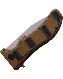 North Mountain Blade Lucky Dog 2524 SAN MAI SLD-Magic Steel Linerlock black and tan G10 handle