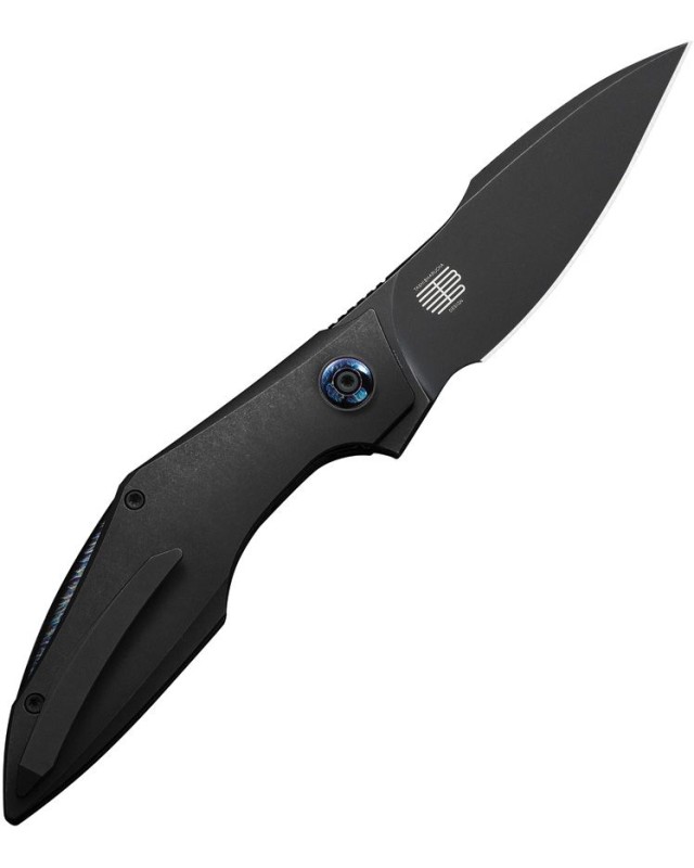 We Knife Co. Krait Snake Nested Framelock M390 premium steel blackwash finish recurve harpoon blade blackwash titanium H