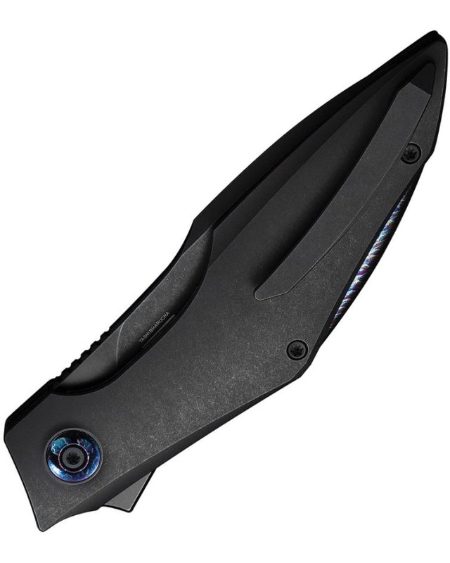 We Knife Co. Krait Snake Nested Framelock M390 premium steel blackwash finish recurve harpoon blade blackwash titanium H