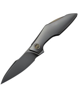 We Knife Co. Krait Snake Nested Framelock M390 premium steel grey polised finish recurve harpoon blade grey titanium Han