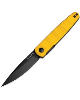 Kizer Cutlery Bamboo folding knife Nitro-V stainless steel blackwash finish blade linerlock yellow G10 handle