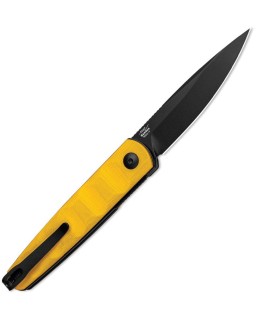 Kizer Cutlery Bamboo folding knife Nitro-V stainless steel blackwash finish blade linerlock yellow G10 handle