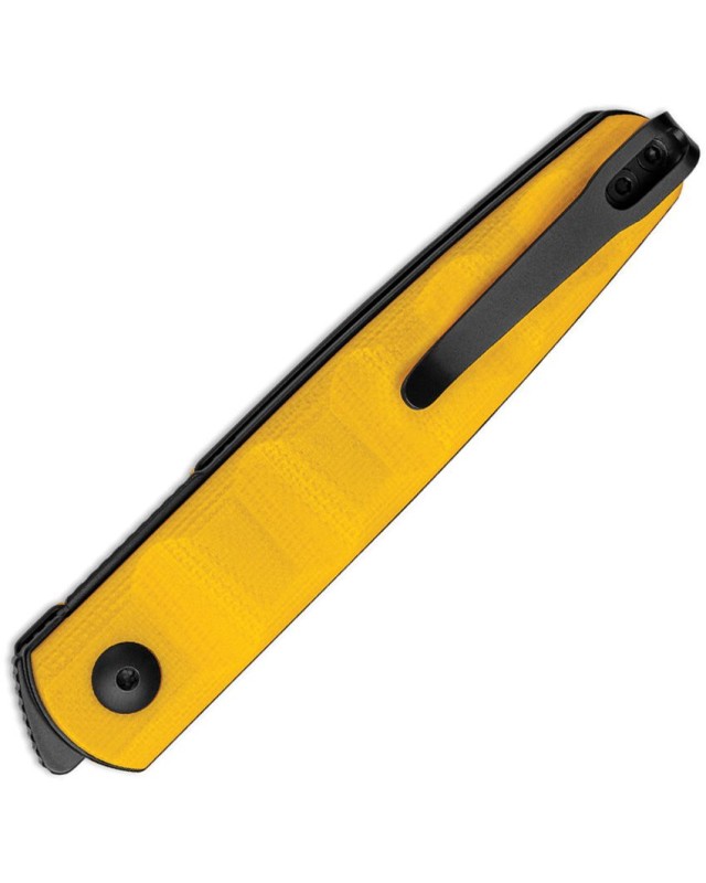 Kizer Cutlery Bamboo folding knife Nitro-V stainless steel blackwash finish blade linerlock yellow G10 handle