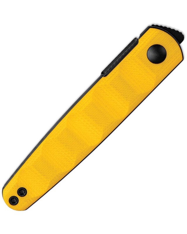 Kizer Cutlery Bamboo folding knife Nitro-V stainless steel blackwash finish blade linerlock yellow G10 handle