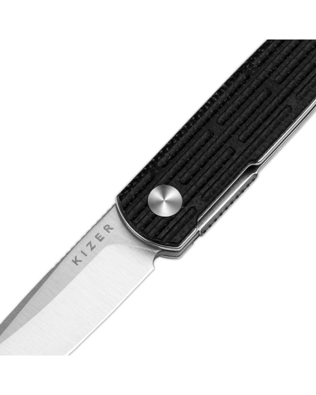 Kizer Cutlery Bamboo folding knife Nitro-V stainless steel satin finish blade linerlock black micarta handle