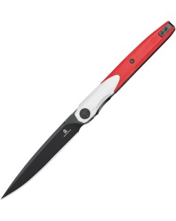 Bestech Knives Bestechman Lanza 14C28N Sandvik stainless steel blackwash blade red and white G10 handle