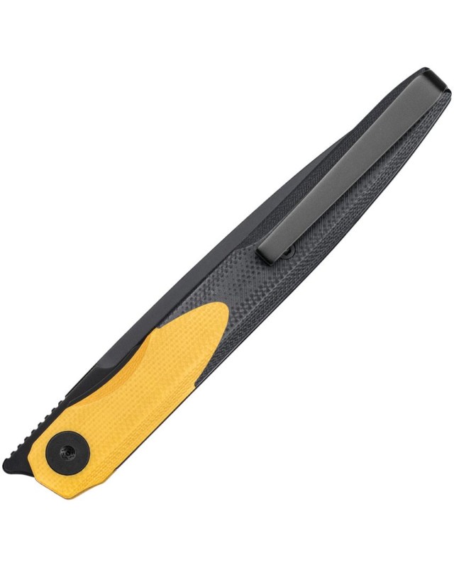 Bestech Knives Bestechman Lanza 14C28N Sandvik stainless steel blackwash blade black and yellow G10 handle