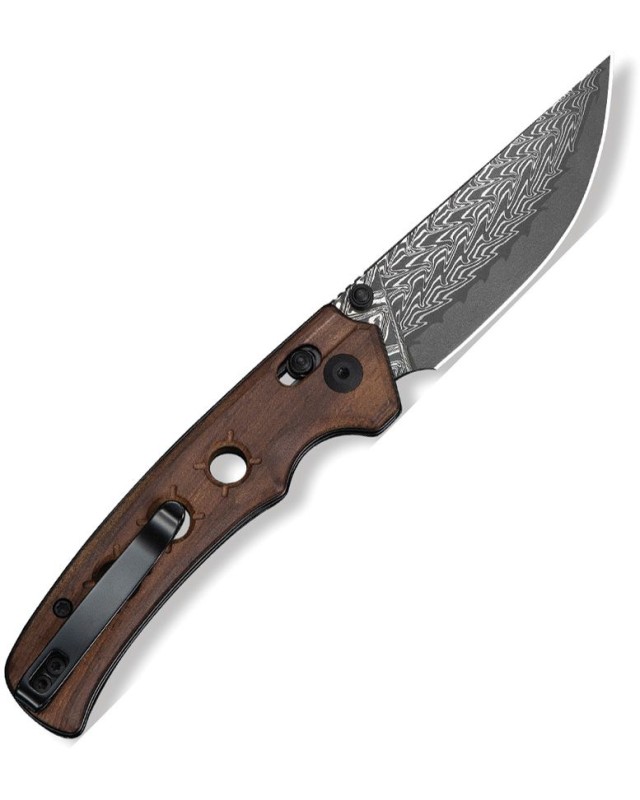 CIVIVI Noctis folding knife Damascus steel Guibourtia Wood Handle Crossbar Lock