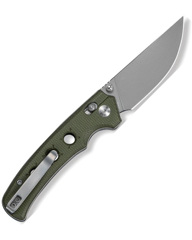 CIVIVI Noctis folding knife Nitro V stainless steel Grey finish blade Green Micarta Handle Crossbar Lock