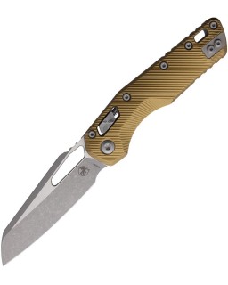 Microtech MSI M390MK steel Apocalyptic finish blade fluted tan aluminium handle Ram Lock