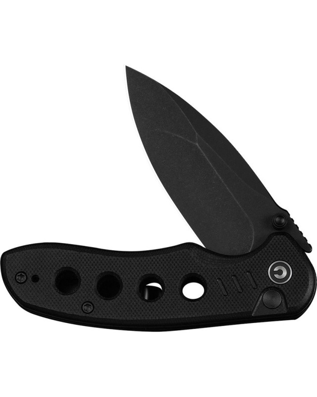 CIVIVI Triptych folding knife 14C28N steel blackwash finish blade blade Button Lock Black G10 Handle Flipper
