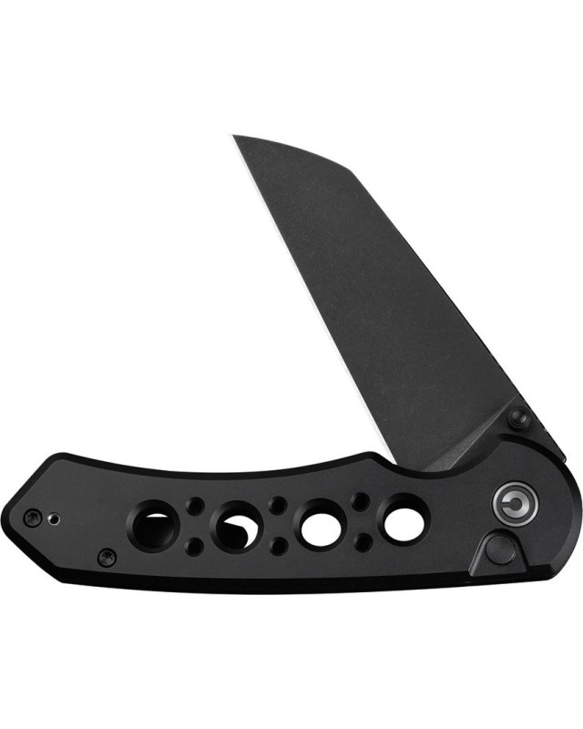 Civivi Pragma Prime folding knife 14C28N steel blackwash finish blade Button Lock Black Aluminium Handle Flipper