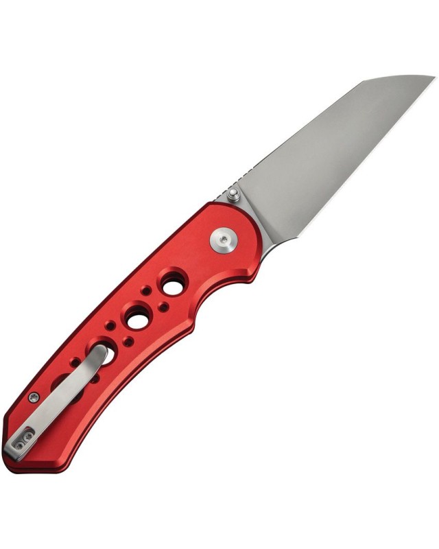 Civivi Pragma Prime folding knife 14C28N steel stonewash finish blade Button Lock Red Aluminium Handle Flipper