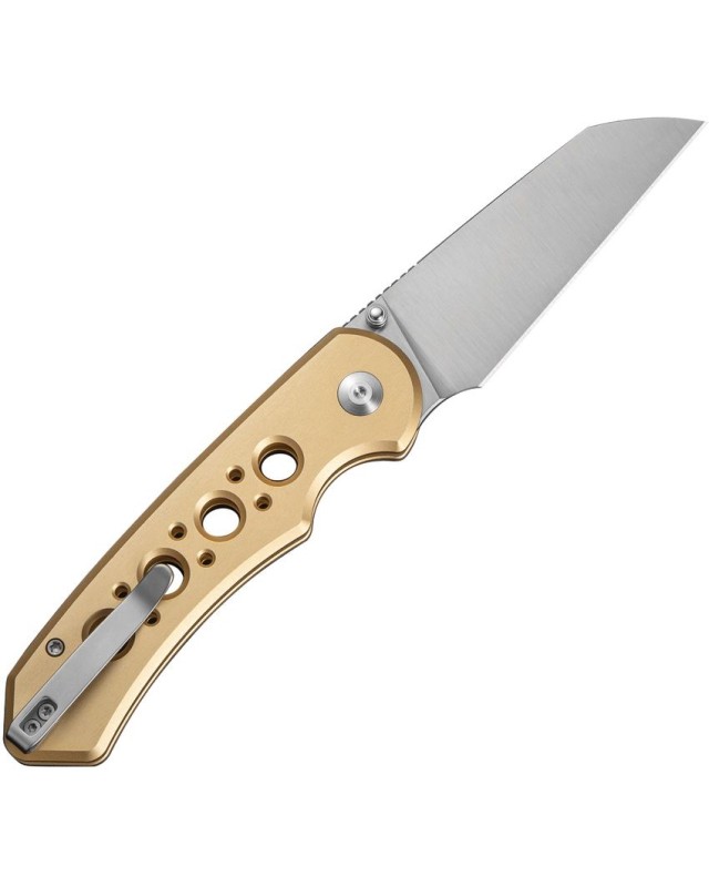 Civivi Pragma Prime folding knife 14C28N steel stonewash finish blade Button Lock Champagne Aluminium Handle Flipper