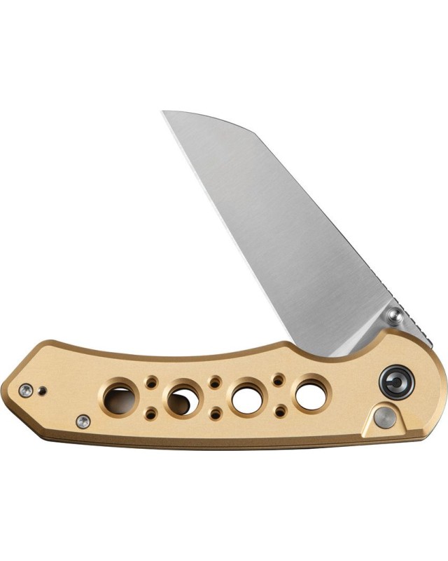 Civivi Pragma Prime folding knife 14C28N steel stonewash finish blade Button Lock Champagne Aluminium Handle Flipper