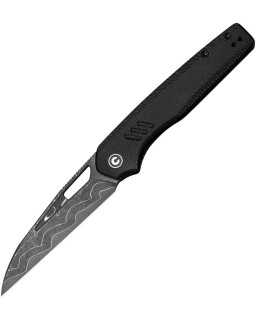 Civivi Guile stainless Damascus steel blade wharncliffe blade Black G10 handle front flipper