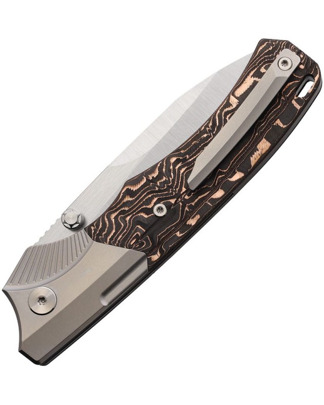 WD107 M390 premium steel Stonewash finish Titanium bolsters Copper foil and Carbon Fiber Handle Button Lock