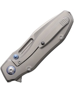 Remette TwoFace M390 premium steel sand blast finish blade grey Titanium handle framelock